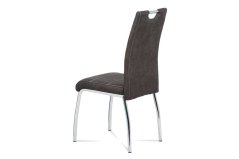 Moderní jídelní židle, látka šedá, bílé prošití, chrom (HC-486 GREY3)