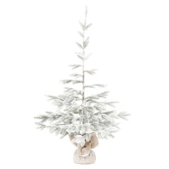 Stromek v jutovém obalu umělý smrk, 120 cm, zasněžený (VAN224-S)