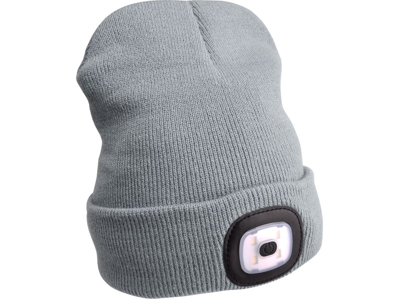 Čepice s čelovkou (43195) 4x45 lm, nabíjecí, USB, šedá, univerzální velikost
