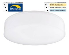 Stropní svítidlo Boxter K30 CCT, 12,18,24 W, max 2400 lm, 3000,4000,6000 K, výška 7 cm