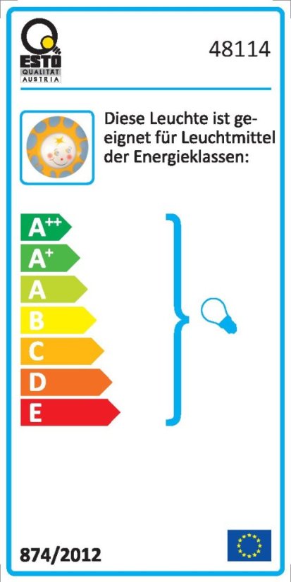 Dětské nástěnné svítidlo (48114) SUNNY DL D40 Glas