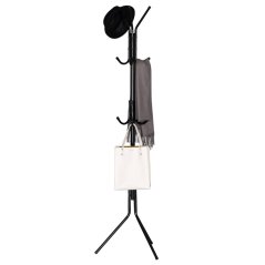 Věšák stojanový, výška 170,5 cm, kovová konstrukce, černý lak, nosnost 6 kg (GD-101 BK)