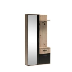 Šatní skříň LUX se zrcadlem artisan, černá