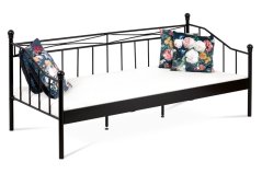 Postel jednolůžková 90x200 cm, kovová, černý matný lak (BED-1905 BK)