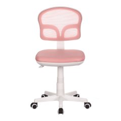 Dětská kancelářská židle, růžová síťovina, bílý plastový kříž, kolečka na tvrdé podlahy (KA-C801 PINK)