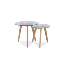 Konferenční stolek OSLO  S2 dub + sklo, 2 V1 50x50 cm