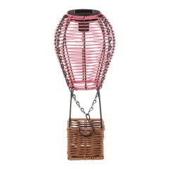 Lucerna umělý ratan a kov, balón, LED osvětl, vel. S, růžovo-hnědá (PLA113 PINK-S)