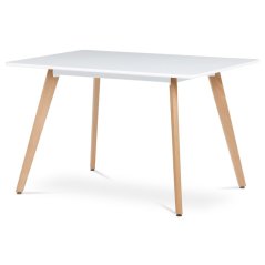 Moderní jídelní stůl 120x80x74 cm, MDF, bílý matný lak, masiv buk (DT-313 WT)
