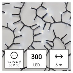 Vánoční řetěz D4BC04 LED  – ježek, 6 m, venkovní i vnitřní, studená bílá, časovač