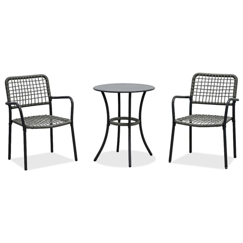 Balkónový set 1 + 2, stůl 60x60, židle umělý ratan barva antracit,  kov antracit (AZ-L1103 GREY)