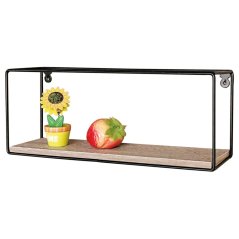 Nástěnné polička  40 cm, MDF, dekor dub, kov černý mat (P-062 OAK)