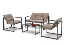 Set zahradního nabytku SHARK křeslo + zahradní židle 2x + konferenční stolek, tmavě hnědá, cappuccino