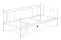 Postel jednolůžková 90x200, kovová konstrukce, bílý matný lak (BED-1905 WT)