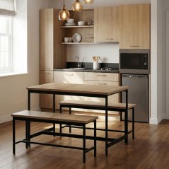 Jídelní set s 2 lavicemi 110x60x75 cm, MDF, dub, AUT-G1175 OAK