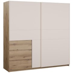 Šatní skříň COLLET CETS32332-Q280 200x201x61 cm, barva dub, písková