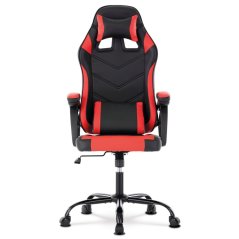 Herní křeslo, červená a černá ekokůže, houpací mechanismus, opěrák 135° (KA-L626 RED)
