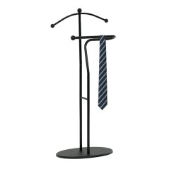 Němý sluha, výška 110 cm, masiv kaučukovník, černé moření, kov černý (83213 BK)