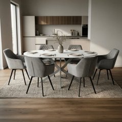 Moderní jídelní stůl s rozkladem 120-160x120 cm, melamin, bílá, DT-I1120 WT