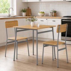 Jídelní set s 2 židlemi 70x70x76cm, mdf, dub, AUT-O2122 OAK