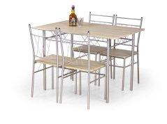 Set moderní jídelní stůl se židlemi FAUST sestava stůl + 4 křesla dub sonoma