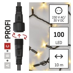 Spojovací řetěz D2AW03 Profi LED černý, 10 m, venkovní i vnitřní, teplá bílá