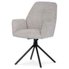Moderní jídelní židle krémová látka, područky, otočný mechanismus 180°, černý kov (HC-522 CRM2)