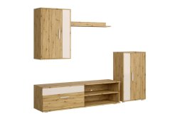 Obývací stěna BENSON sestava, barva: dub artisan, kašmír
