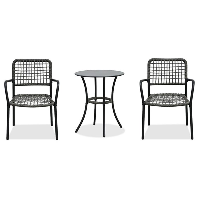 Balkónový set 1 + 2, stůl 60x60, židle umělý ratan barva antracit,  kov antracit (AZ-L1103 GREY)