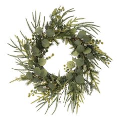 Věnec zelený - pr. 60 cm, eukalyptus a jehličí (PRZ4112)