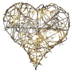 Vánoční osvětlení ZY1414 10LED XMAS RATTAN HEART teplá bílá