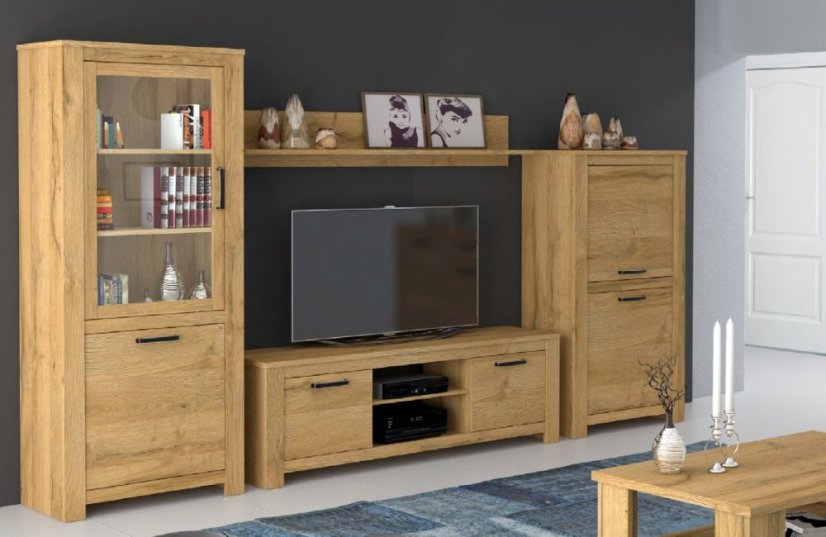 Obývací stěna Havana HVNM01L-D67,334,4x185x42 cm, barva dub