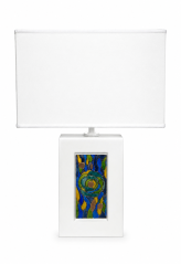 Stolní lampa (5360.70180, AQ70) TL SABRINA, Bílá, Dekor AQUA modro-zelená, 1 flg., E27,60 W, IP20, H 52 cm