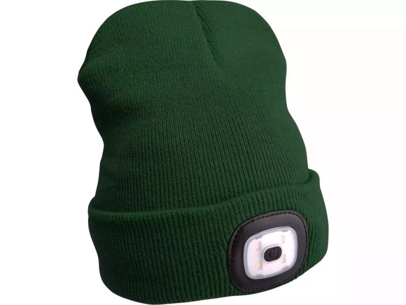 Čepice s čelovkou (43192) 4x45 lm, nabíjecí, USB, zelená, univerzální velikost