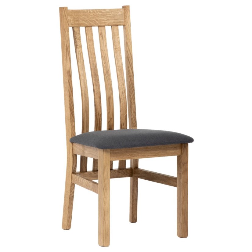 Dřevěná jídelní židle, potah antracitově šedá látka, masiv dub, přírodní odstín (C-2100 GREY2)