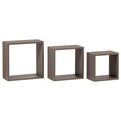 Polička nástěnná, sada 3 ks, MDF, 3D dekor dub sonoma dark, baleno ve fólii (P-008 SON)