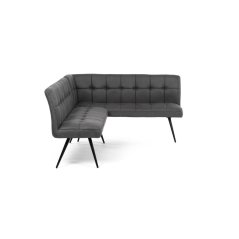 Lavice rohová, šedá látka v dekoru broušené kůže, černý kov (DCL-D1950 GREY3)