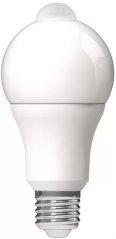 LED žárovka s čidlem (33184) ASG27NW-8.8 W-PIR LED globe mléč. 8,8 W, 4000 K PIR čidlo
