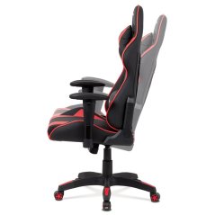 Kancelářská židle houpací mechanismus, černá + červená koženka, plastový kříž (KA-F03 RED)