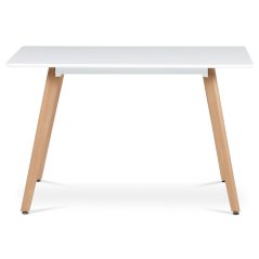 Moderní jídelní stůl 120x80x74 cm, MDF, bílý matný lak, masiv buk (DT-313 WT)