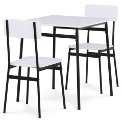 Jídelní set s 2 židlemi 70x70x76cm, mdf, bílá, AUT-O2121 WT