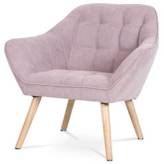 Křeslo, potah starorůžová látka, dřevěné nohy, masiv kaučukovník (AK-321 PINK2)