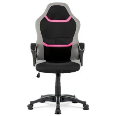 Kancelářská a herní židle, potah růžová, šedá a černá látka, houpací mechanismus (KA-L611 PINK)