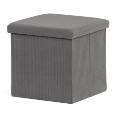 Taburet s úložným prostorem, šedá manšestrová látka (TAB-471 GREY6)