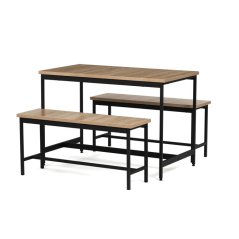Jídelní set s 2 lavicemi 110x60x75 cm, MDF, dub, AUT-G1175 OAK