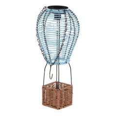 Lucerna umělý ratan a kov, balón, LED osvětl, vel. L, modro-hnědá (PLA113 BLUE-L)