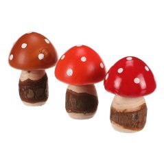 Dekorace Houba - muchomůrka, umělá, mix 3 barev, cena za balení (12 ks) (PRA022)