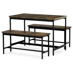 Set moderní jídelní stůl se židlemi 1 + 2, rozměr stolu 110x60x75, rozměr lavice 98x30x47, MDF, barva staré dřevo (AUT-G1175 OLW)