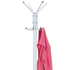 Věšák stojanový, výška 174 cm, kovová konstrukce, bílý matný lak, nosnost 6 kg (80001-04A WT)