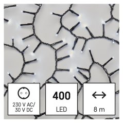 Vánoční osvětlení D4BC02 LED vánoční řetěz – ježek, 8 m, venkovní i vnitřní, studená bílá, časovač