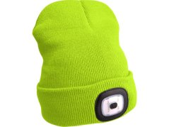 Čepice s čelovkou (43194) 4x45 lm, nabíjecí, USB, fluorescentní žlutá, univerzální velikost